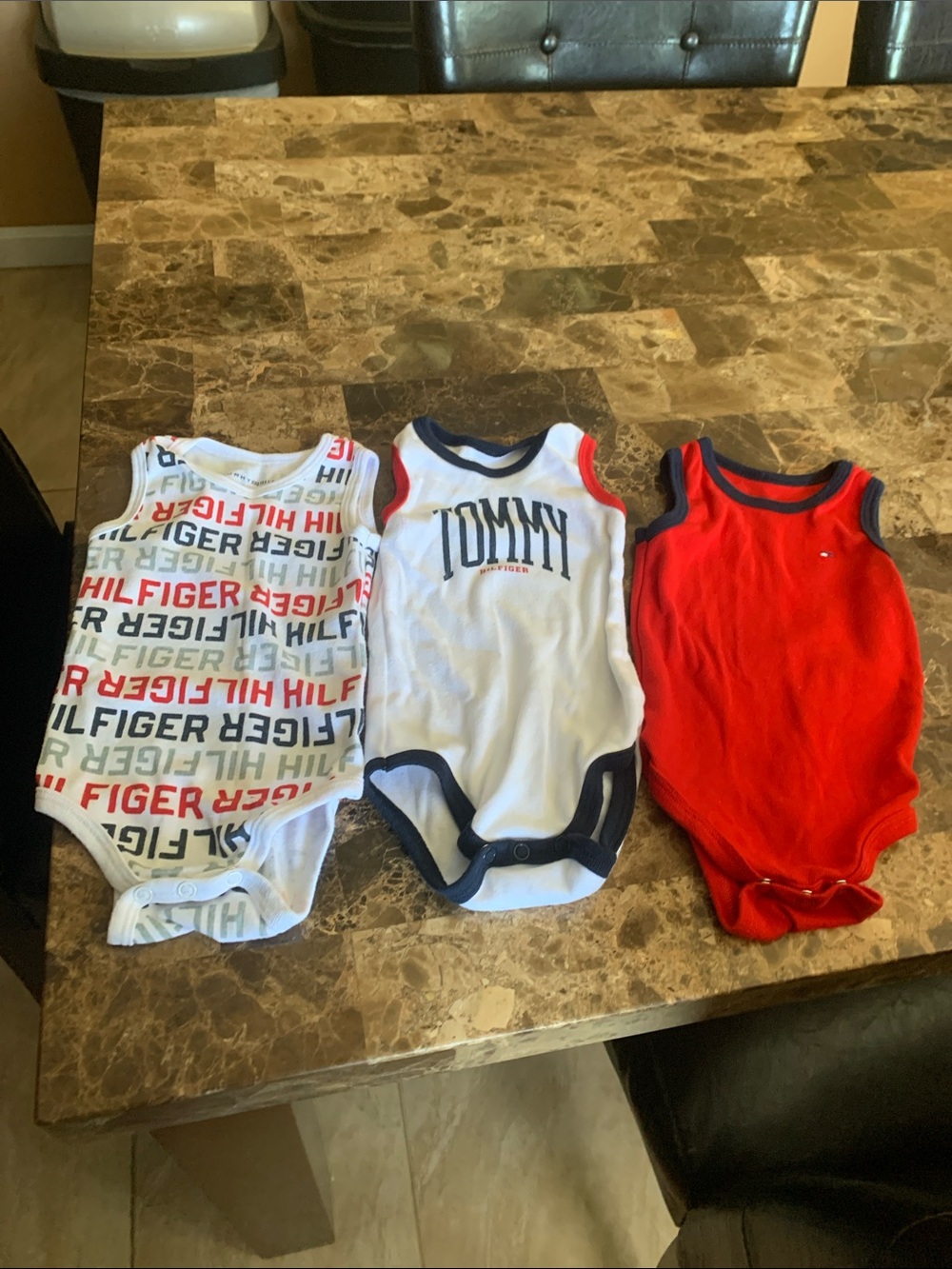 Tommy Hilfiger Toddler Sleeveless Bodysuit Set in White, Red, Navy
